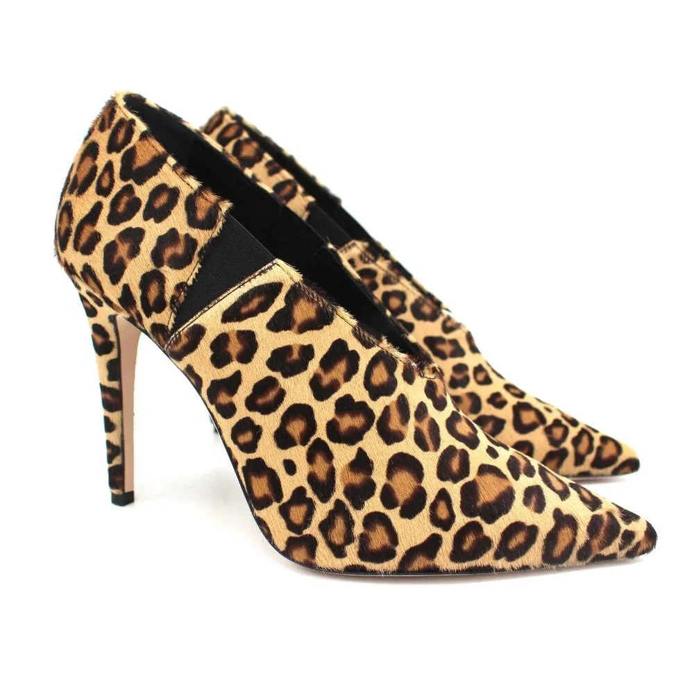Tamara Mellon Leopard Print Calf Hair Stiletto Heel Pointed Pumps 37 NEW Pony